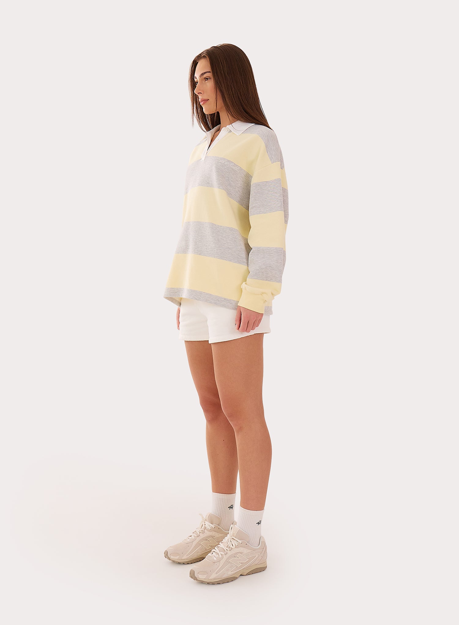 Yellow And Grey Stripe Fourth Branded Rugby Top